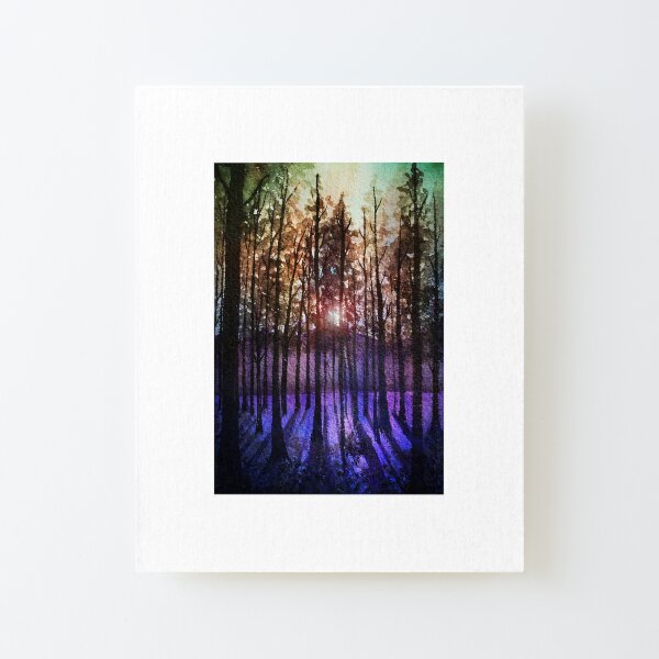Rainbow sunset: fantasy watercolor forest Canvas Mounted Print
