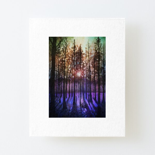 Rainbow sunset: fantasy watercolor forest Canvas Mounted Print