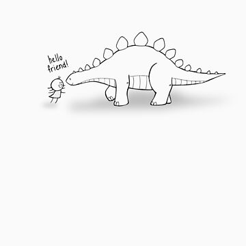 Artwork thumbnail, Hello Friend (Dinosaur) Outline - two lof bees by Cheeseness