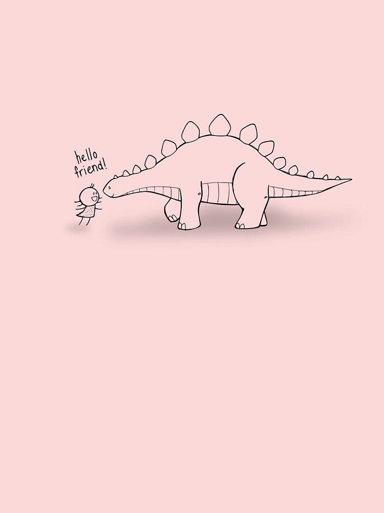 Thumbnail 2 of 2, Baby One-Piece, Hello Friend (Dinosaur) Outline - two lof bees designed and sold by Cheeseness.