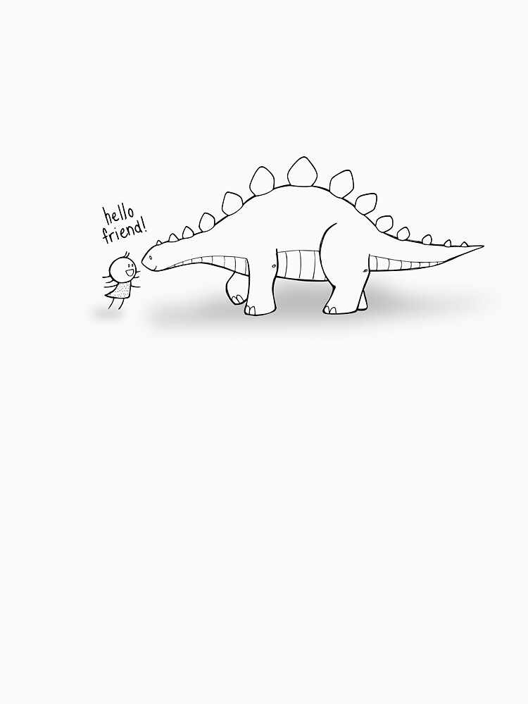 Thumbnail 7 of 7, Essential T-Shirt, Hello Friend (Dinosaur) Outline - two lof bees designed and sold by Cheeseness.