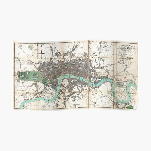 Vintage Map of London England (1806) Poster