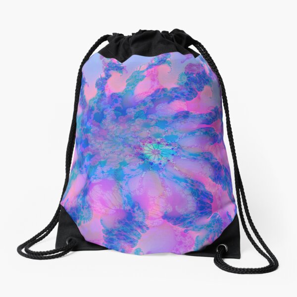 Fractalize storm clouds of flower petals Drawstring Bag