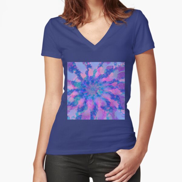 Fractalize storm clouds of flower petals Fitted V-Neck T-Shirt