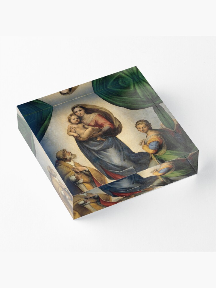Alternate view of The Sistine Madonna Oil Painting by Raphael Acrylic Block