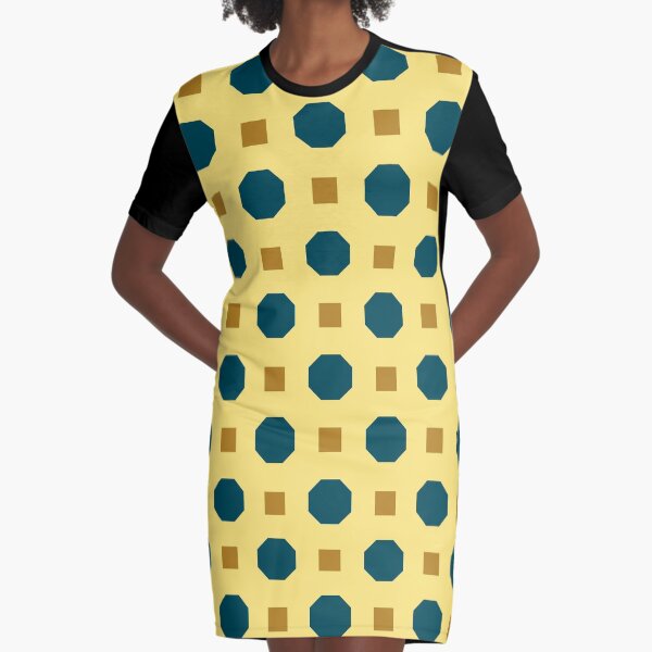 Vintage geometrisch auf beige T-Shirt Kleid