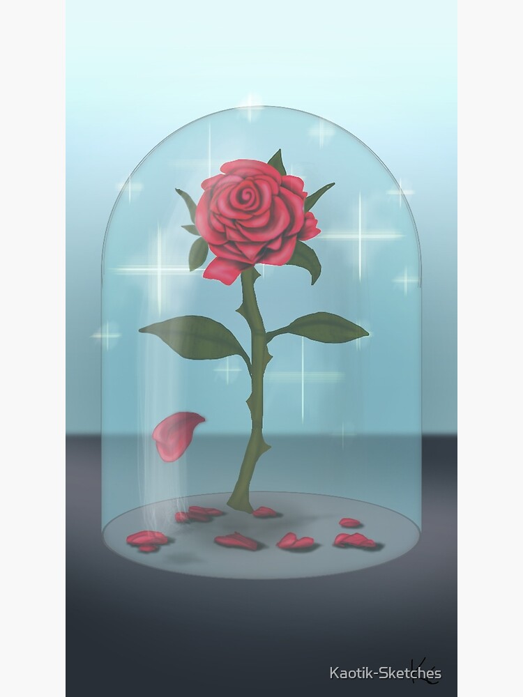 Enchanted Rose - Single Rose with Falling Petals Poster for Sale by  Kaotik-Sketches