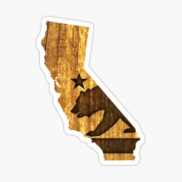 California State Bear (wood design) Sticker