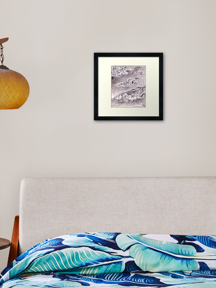 Thumbnail 2 of 7, Framed Art Print, Love What That Mountain Does With Its Clouds designed and sold by dajson.
