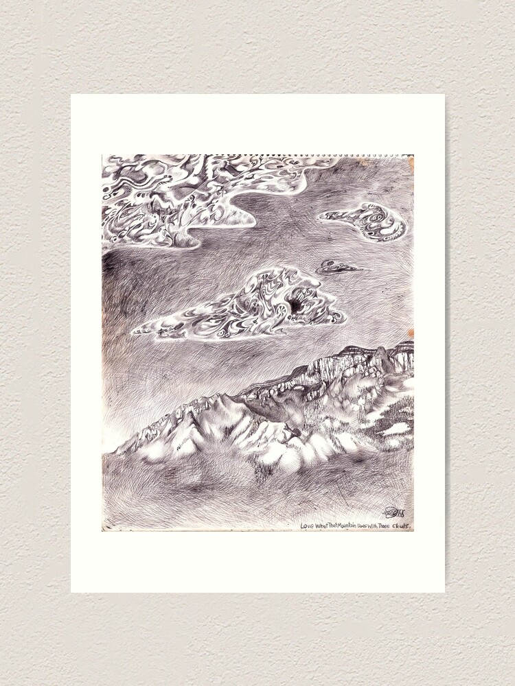 Thumbnail 2 of 3, Art Print, Love What That Mountain Does With Its Clouds designed and sold by dajson.