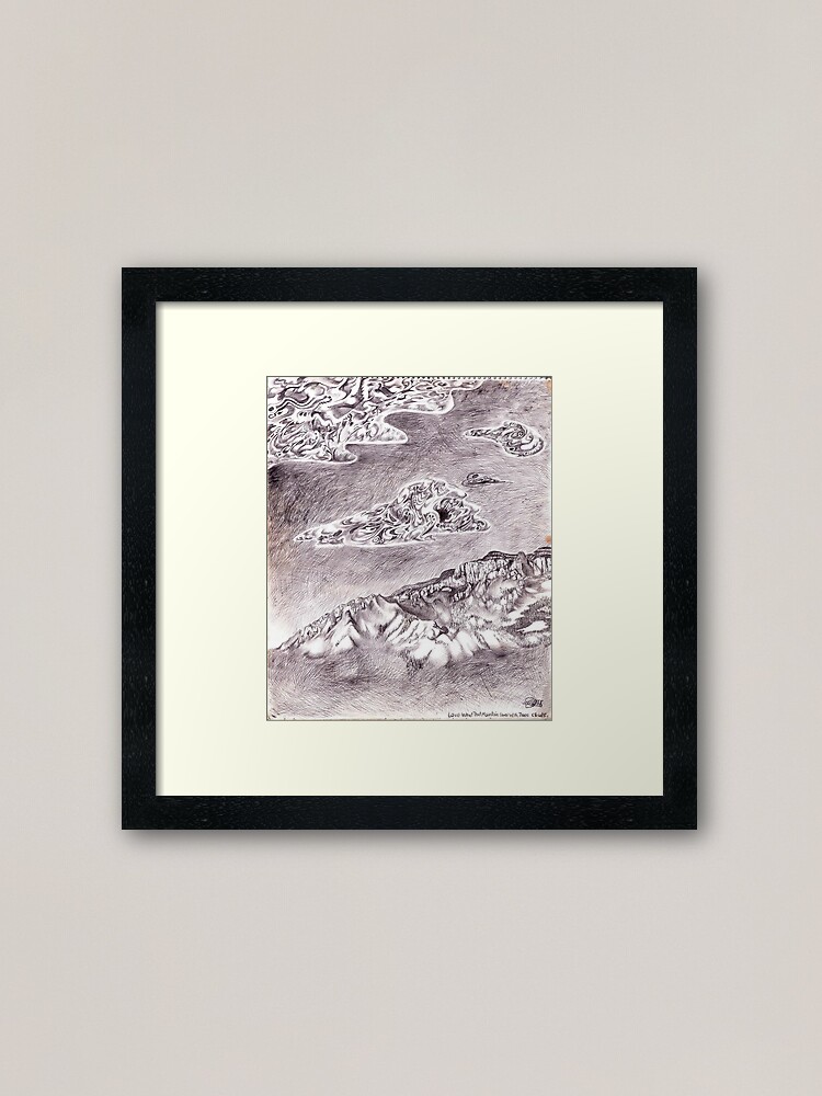 Thumbnail 1 of 7, Framed Art Print, Love What That Mountain Does With Its Clouds designed and sold by dajson.
