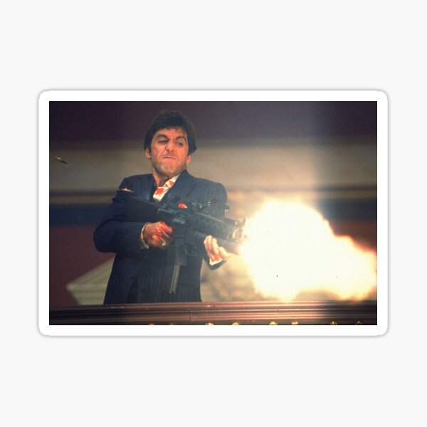Scarface Tony Montana Shooting Pegatina