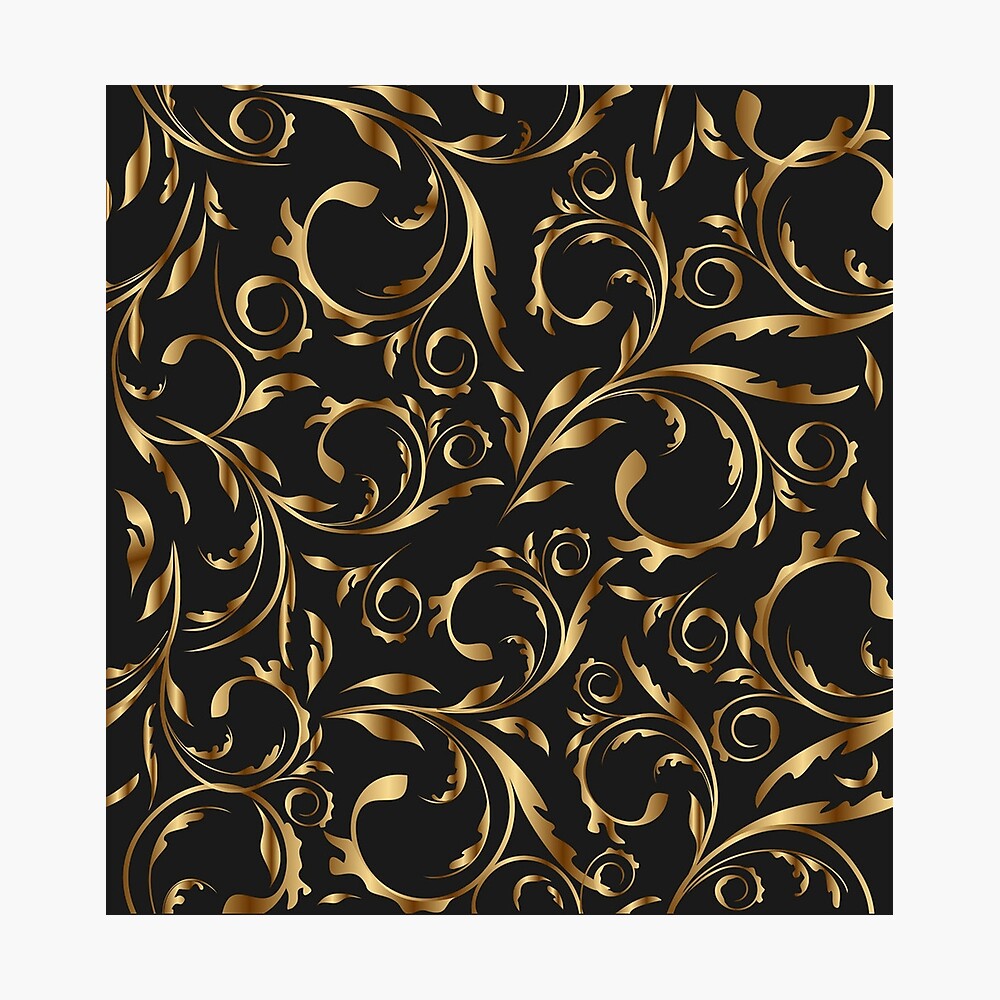 Royal Gold Floral Art Elegant Golden Design Poster By Psanjaymenon Redbubble