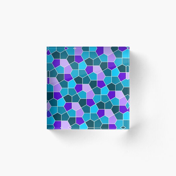 Cairo Pentagonal Tiles in Aqua and Purple Acrylic Block