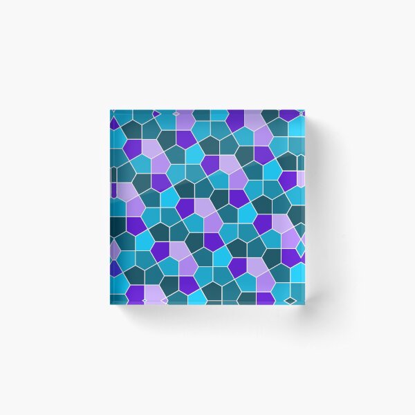 Cairo Pentagonal Tiles in Aqua and Purple Acrylic Block