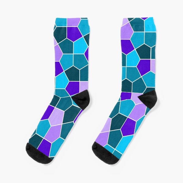 Cairo Pentagonal Tiles in Aqua and Purple Socks