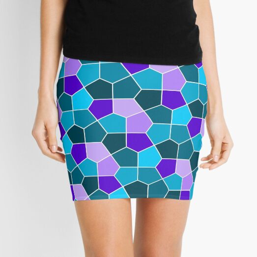 Cairo Pentagonal Tiles in Aqua and Purple Mini Skirt