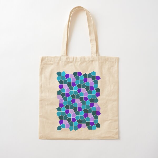 Cairo Pentagonal Tiles in Aqua and Purple Cotton Tote Bag