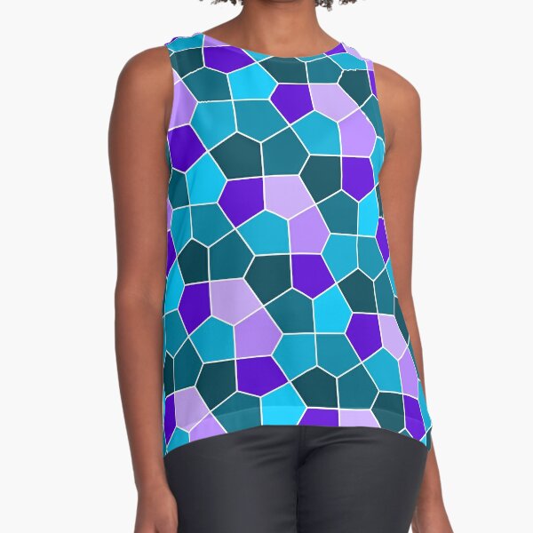 Cairo Pentagonal Tiles in Aqua and Purple Sleeveless Top