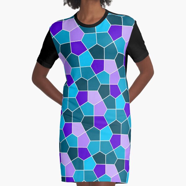 Cairo Pentagonal Tiles in Aqua and Purple Graphic T-Shirt Dress