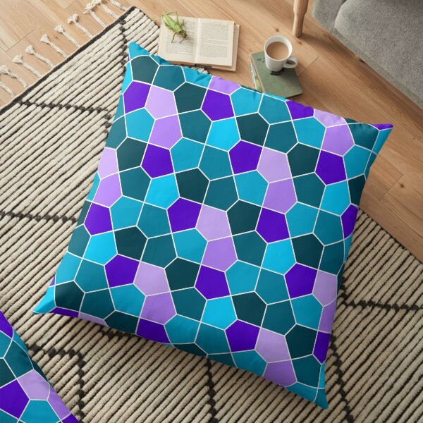 Cairo Pentagonal Tiles in Aqua and Purple Floor Pillow