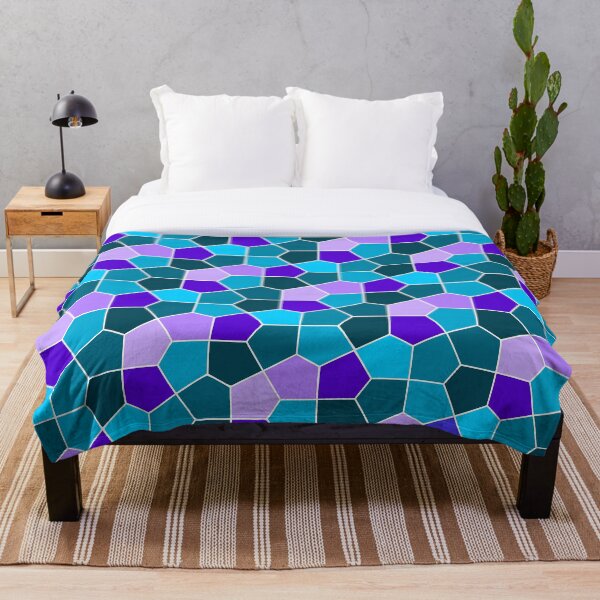 Cairo Pentagonal Tiles in Aqua and Purple Throw Blanket