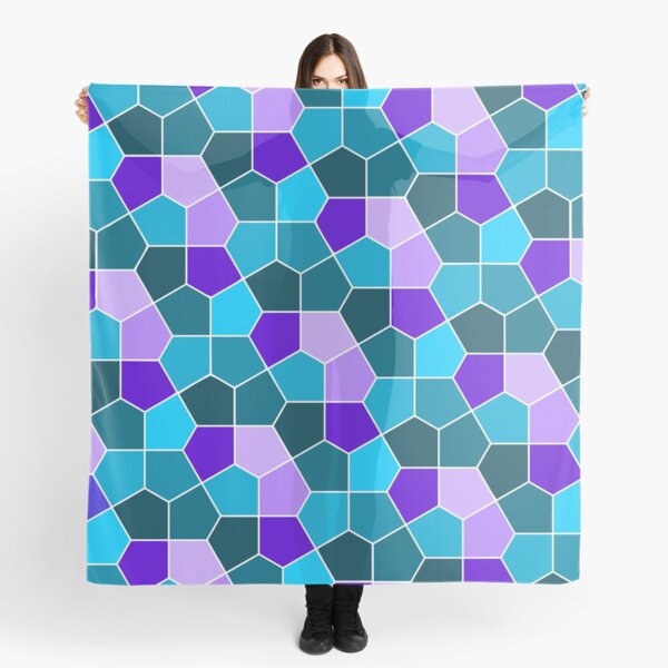 Cairo Pentagonal Tiles in Aqua and Purple Scarf