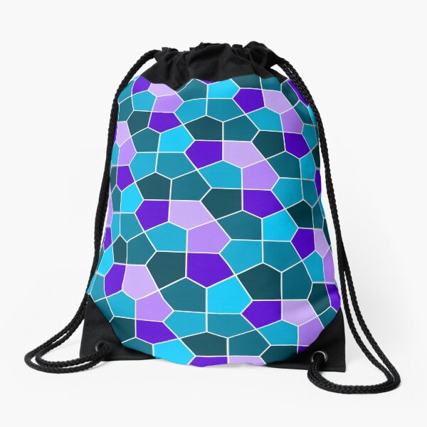 Cairo Pentagonal Tiles in Aqua and Purple Drawstring Bag