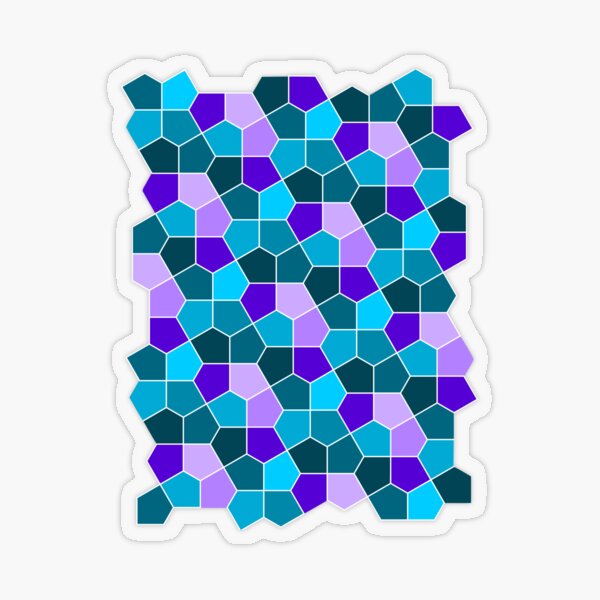 Cairo Pentagonal Tiles in Aqua and Purple Transparent Sticker