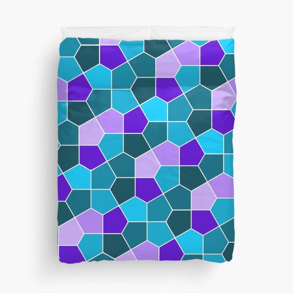 Cairo Pentagonal Tiles in Aqua and Purple Duvet Cover