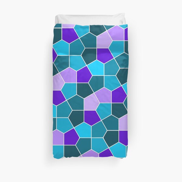 Cairo Pentagonal Tiles in Aqua and Purple Duvet Cover
