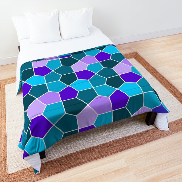 Cairo Pentagonal Tiles in Aqua and Purple Comforter