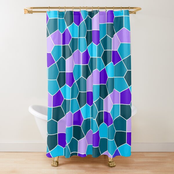 Cairo Pentagonal Tiles in Aqua and Purple Shower Curtain