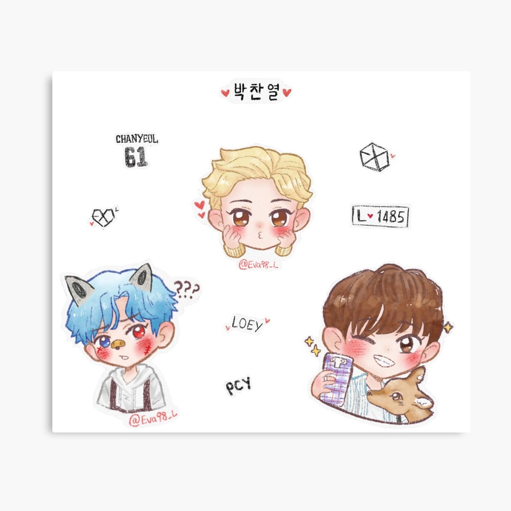 exo chanyeol sticker set a photographic print by eva98 l redbubble