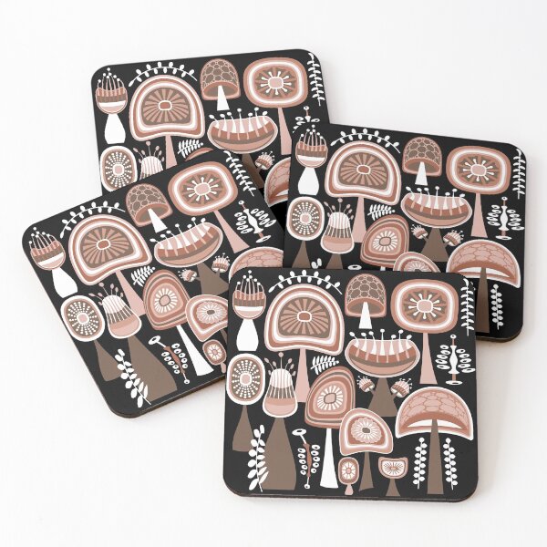 Item preview, Mid Century Modern Mushrooms // Terra Cotta, Brown, Black, White designed and sold by Elsy's Art.