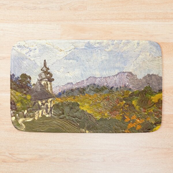 Item preview, Autumn Alps oil painting green orange light blue designed and sold by GittaG74.