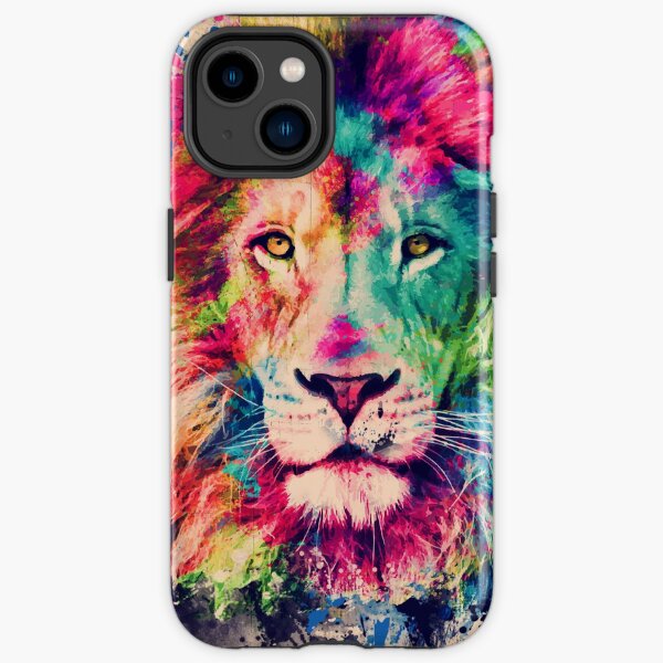 Lion Watercolor Splash Portrait iPhone Tough Case