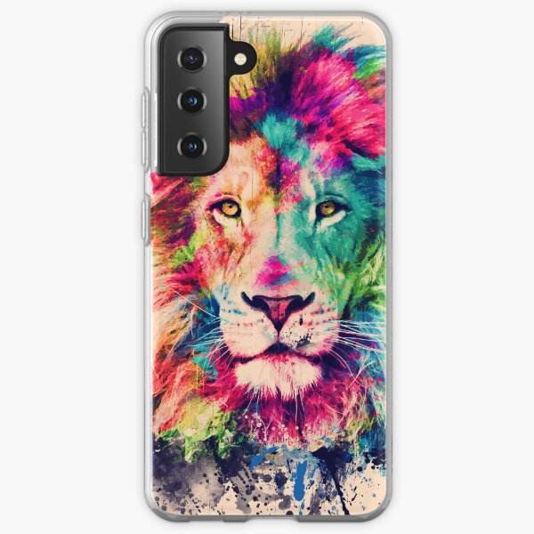 Lion Watercolor Splash Portrait Samsung Galaxy Soft Case
