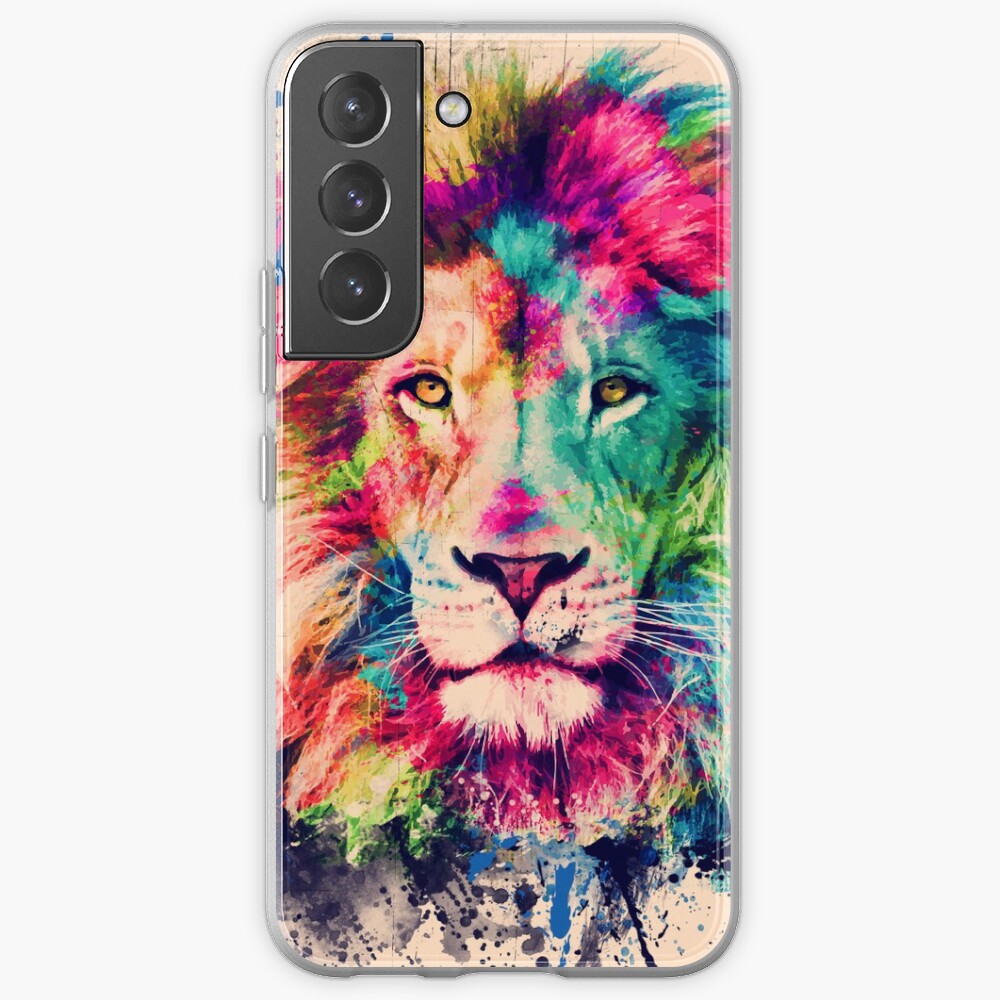 Lion Watercolor Splash Portrait Samsung Galaxy Phone Case