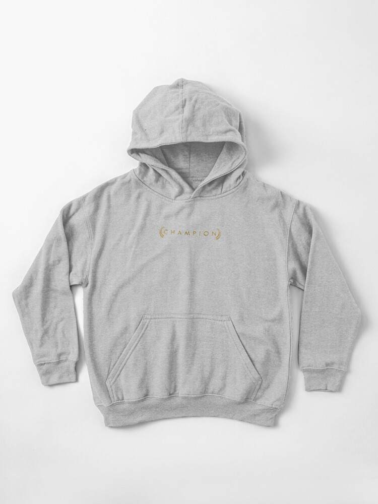 gold and white champion hoodie