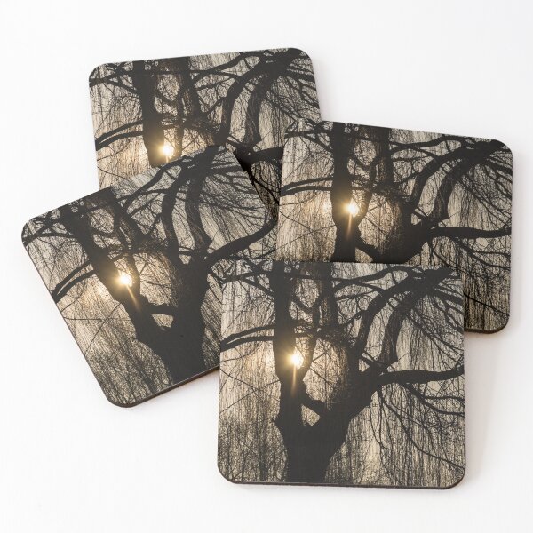 Item preview, Intricate Lacy Curtains - Sunrise Glow Through the Willows  designed and sold by Georgia Mizuleva.