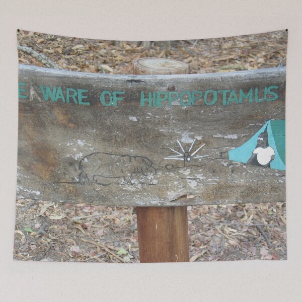 Item preview, Be Ware of Hippopotamus Danger Post Sign designed and sold by worldways.