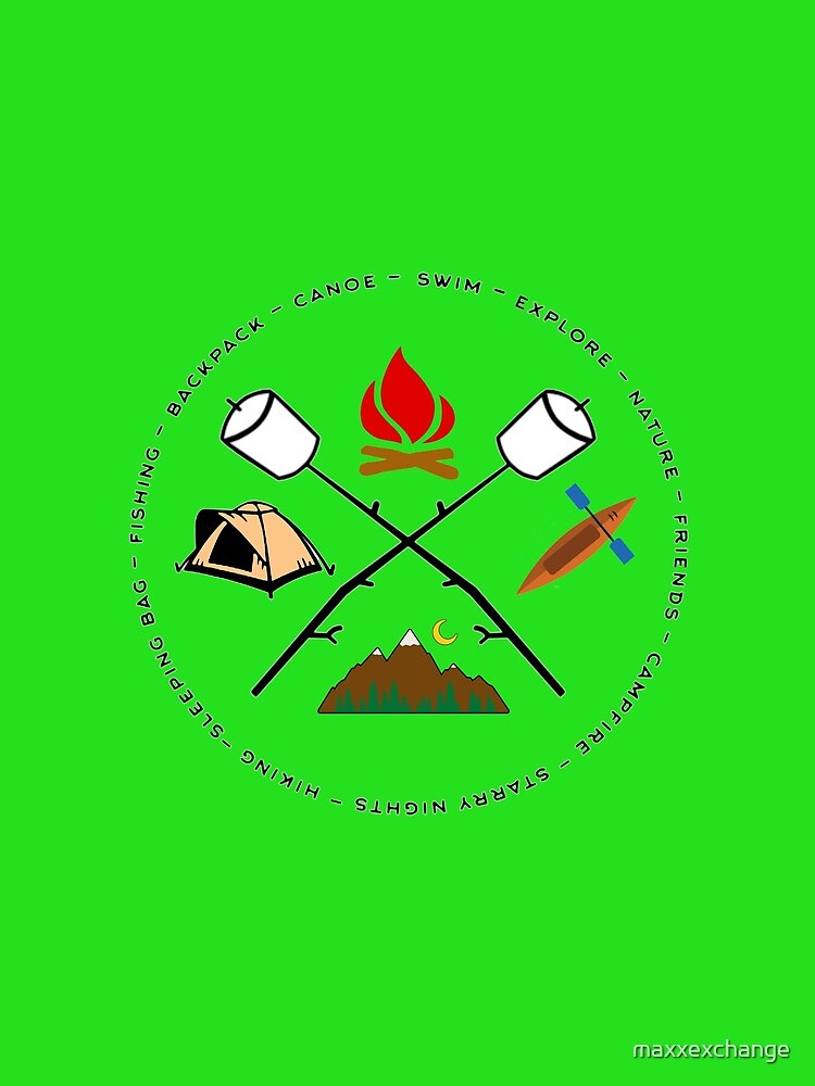 Campground Bonfire Marshmallow Rowboat Oar Lodge. by maxxexchange
