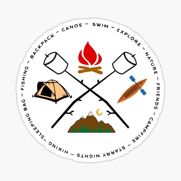Campground Bonfire Marshmallow Rowboat Oar Lodge. Sticker