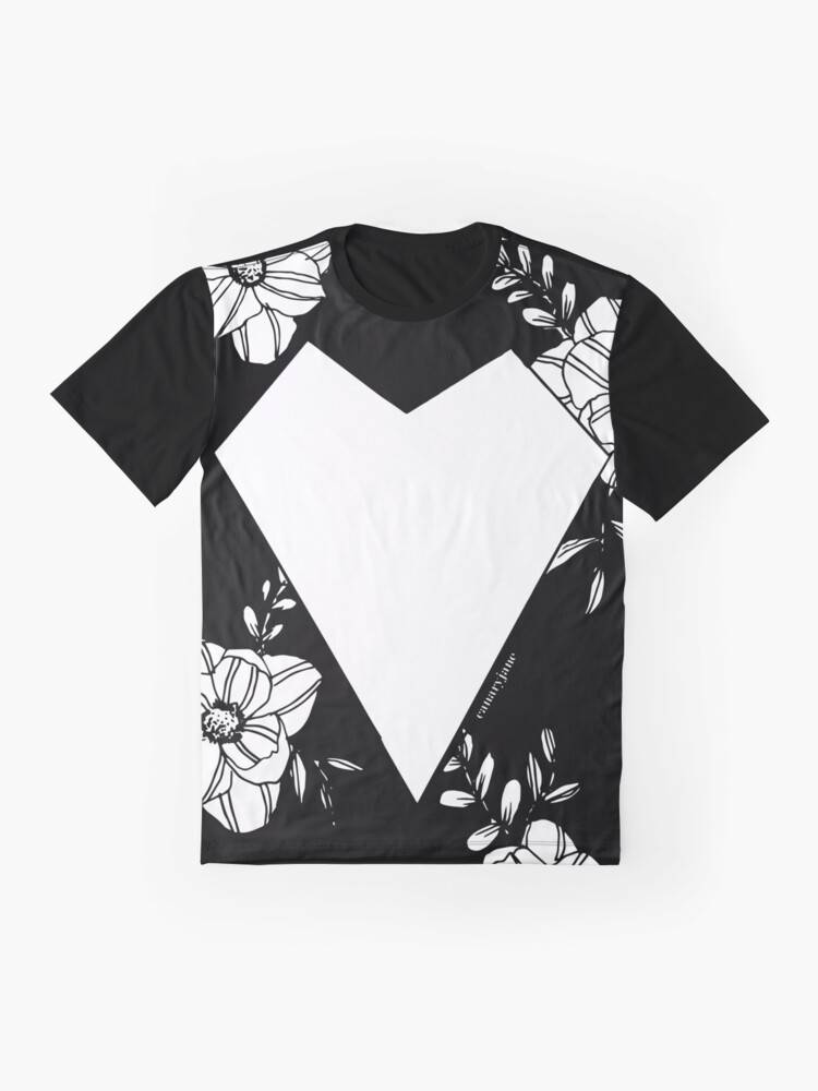 Alternate view of Geometric Heart on Florals Graphic T-Shirt