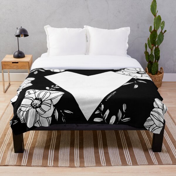 Geometric Heart on Florals Throw Blanket