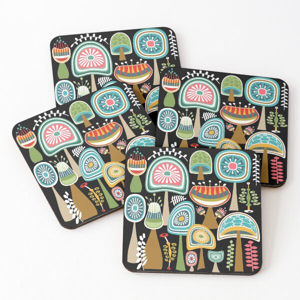 Item preview, Colorful Mid Century Modern Mushrooms designed and sold by Elsy's Art.
