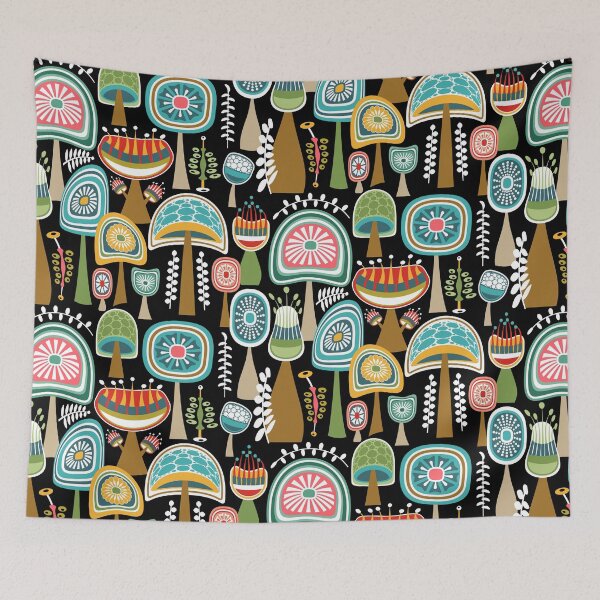 Item preview, Colorful Mid Century Modern Mushrooms designed and sold by Elsy's Art.
