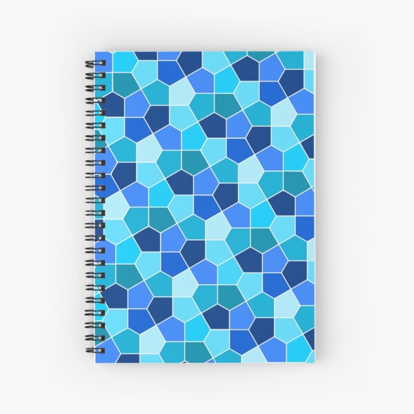 Cairo Pentagonal Tiles Cyan Blue Spiral Notebook