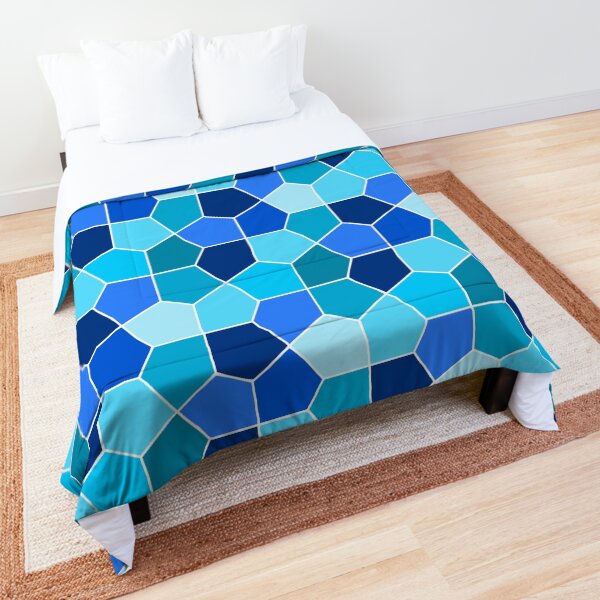 Cairo Pentagonal Tiles Cyan Blue Comforter